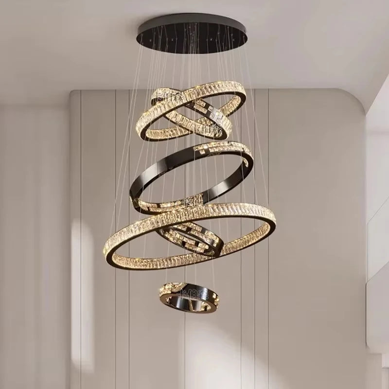 Luxury Crystal LED Ring Chandelier