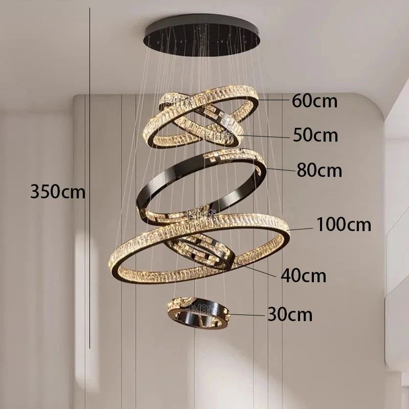 Luxury Crystal LED Ring Chandelier