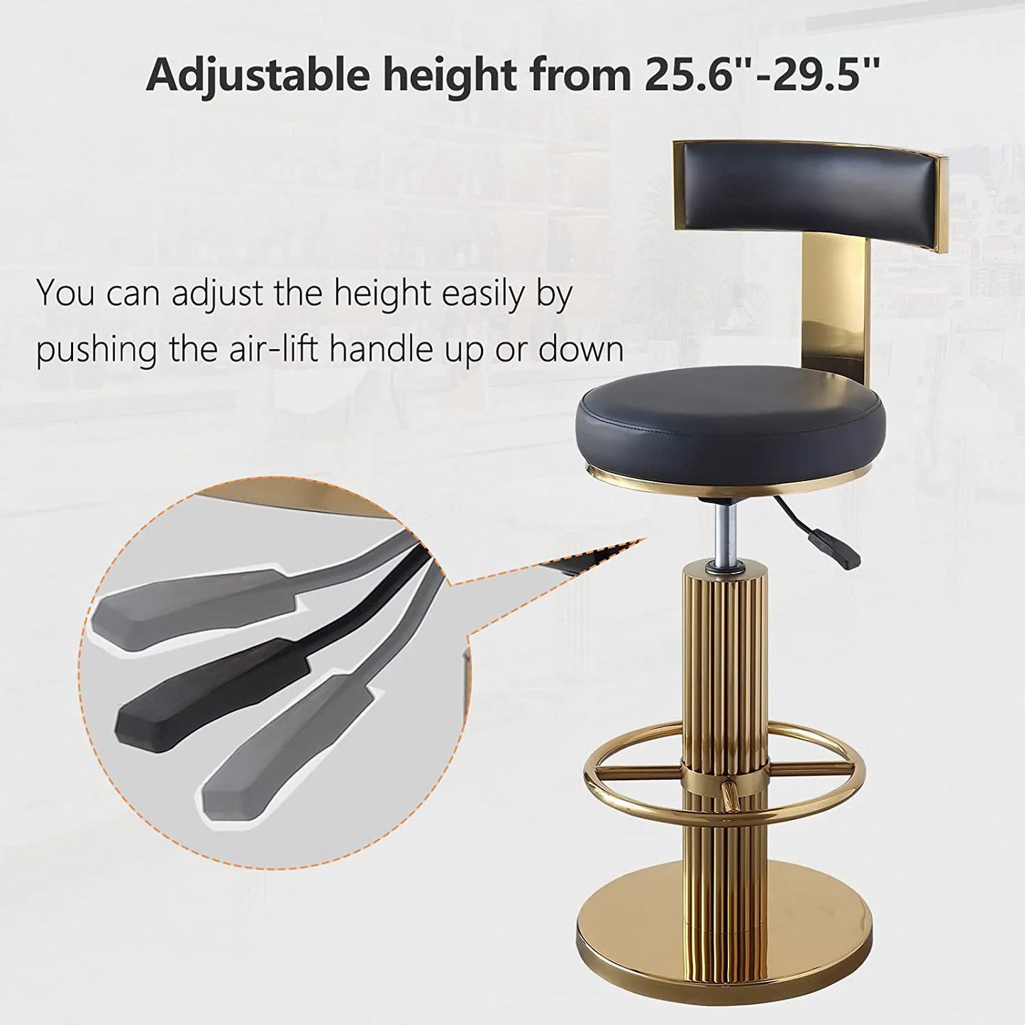 Gold Bar Stools Casablanca Black Seat