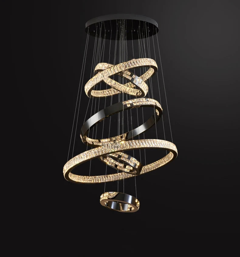 Luxury Crystal LED Ring Chandelier