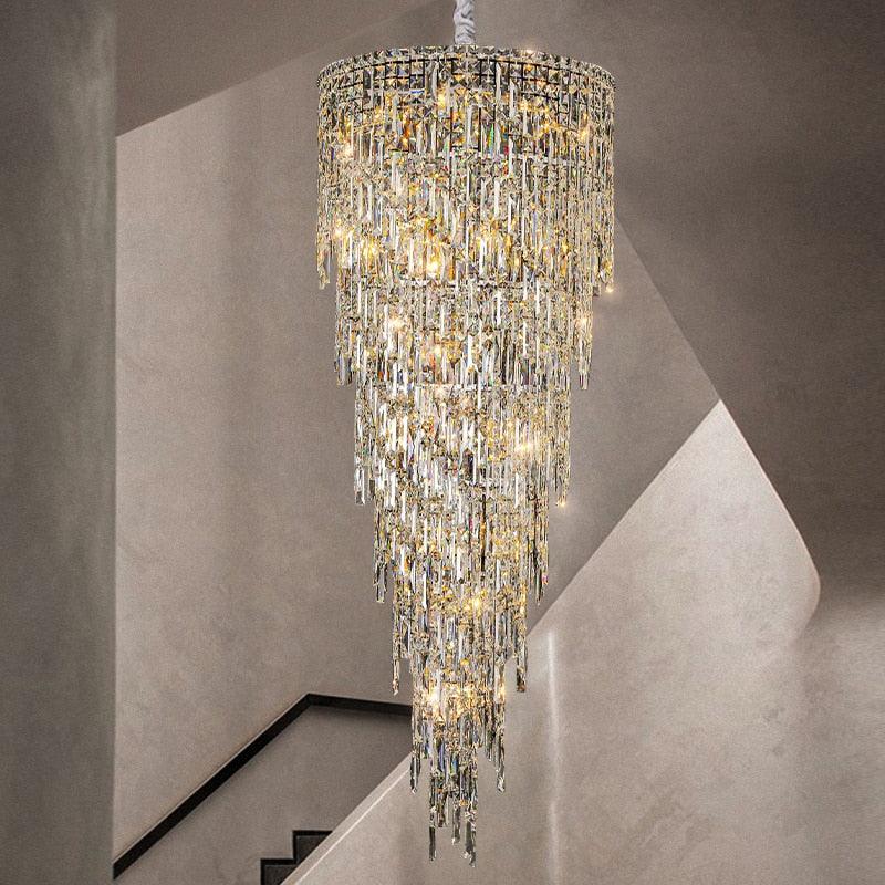 Adena Led Crystal Round Stair Chandelier - Creating Coziness