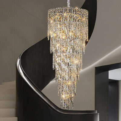 Adena Led Crystal Round Stair Chandelier - Creating Coziness