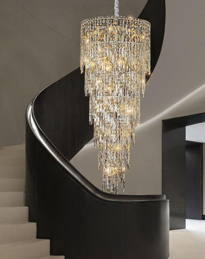 Adena Led Crystal Round Stair Chandelier - Creating Coziness