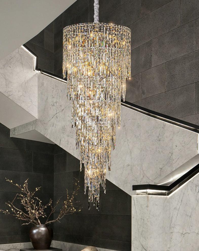 Adena Led Crystal Round Stair Chandelier - Creating Coziness
