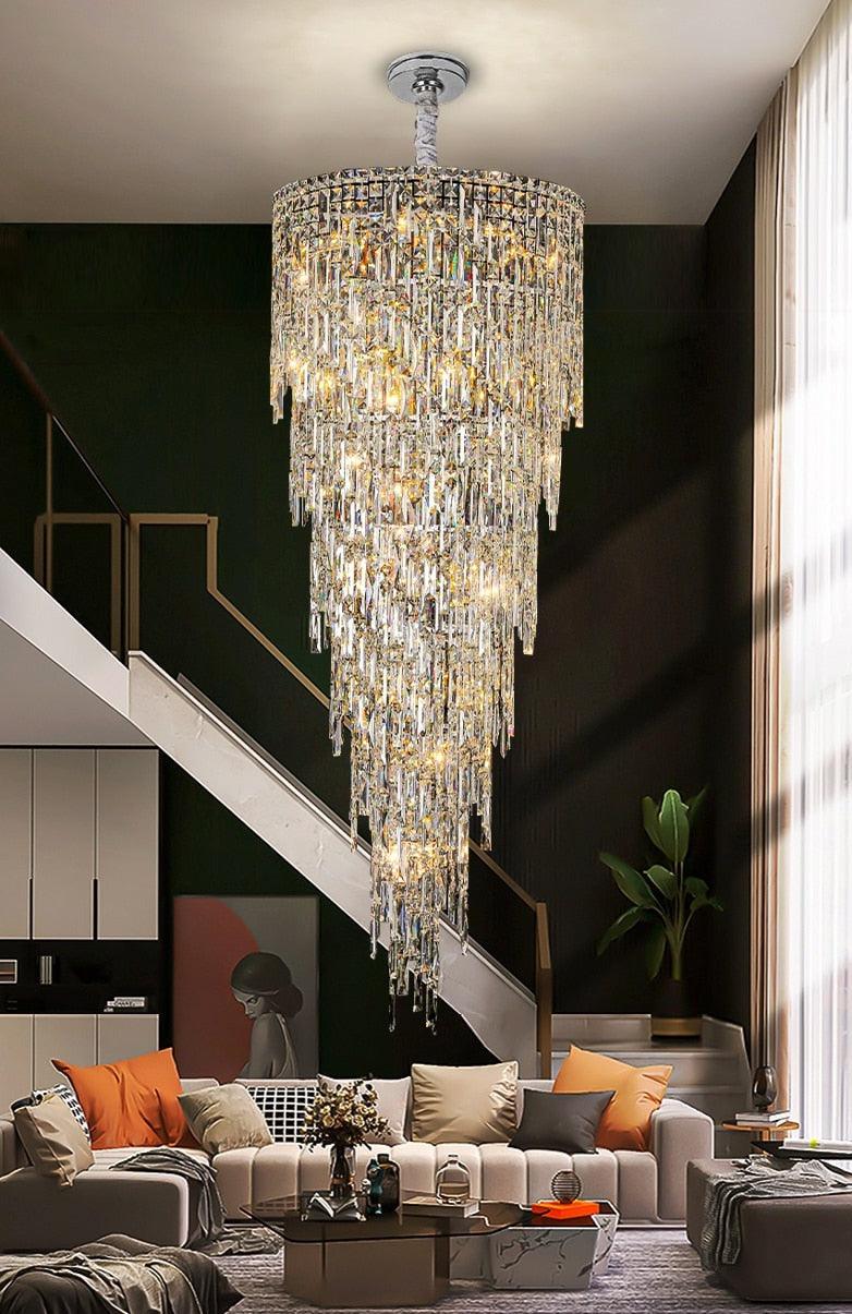 Adena Led Crystal Round Stair Chandelier - Creating Coziness