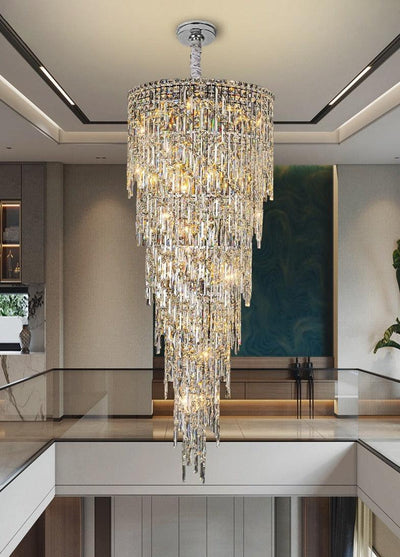 Adena Led Crystal Round Stair Chandelier - Creating Coziness