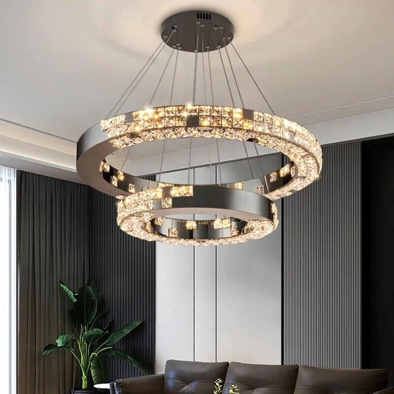 AZER - Round Black Luxury Crystal Chandelier - Creating Coziness