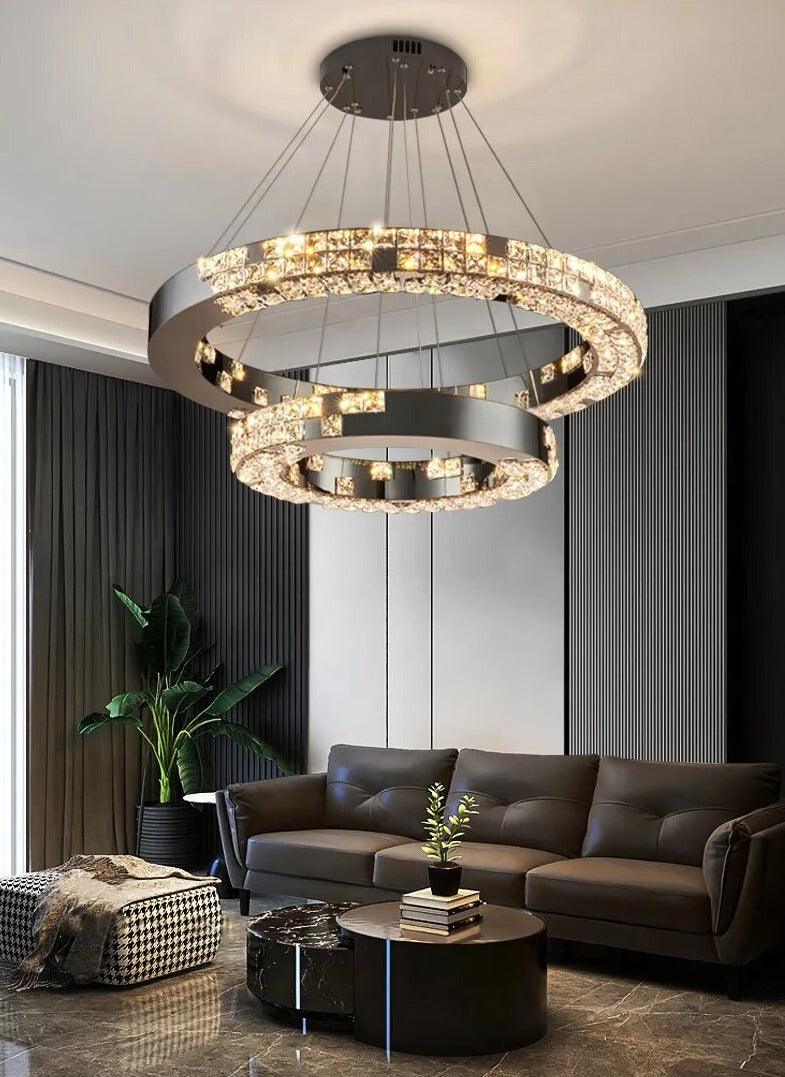 AZER - Round Black Luxury Crystal Chandelier - Creating Coziness