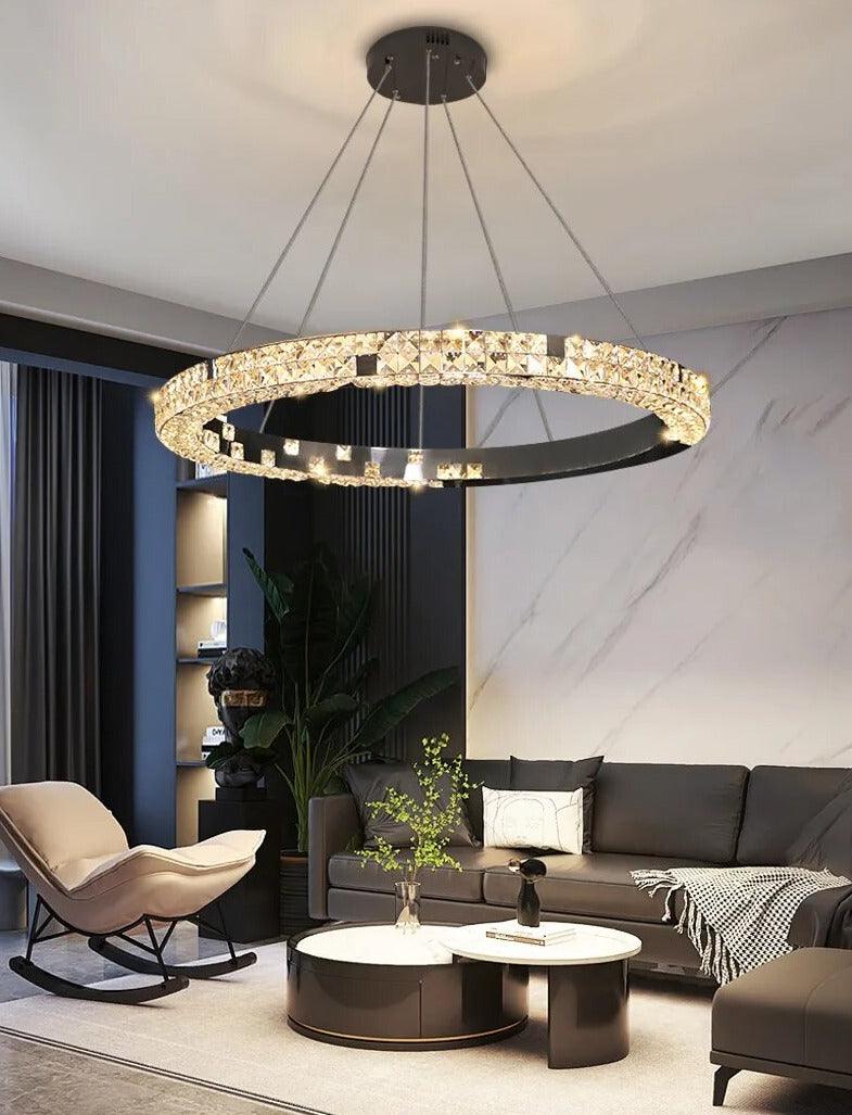 AZER - Round Black Luxury Crystal Chandelier - Creating Coziness