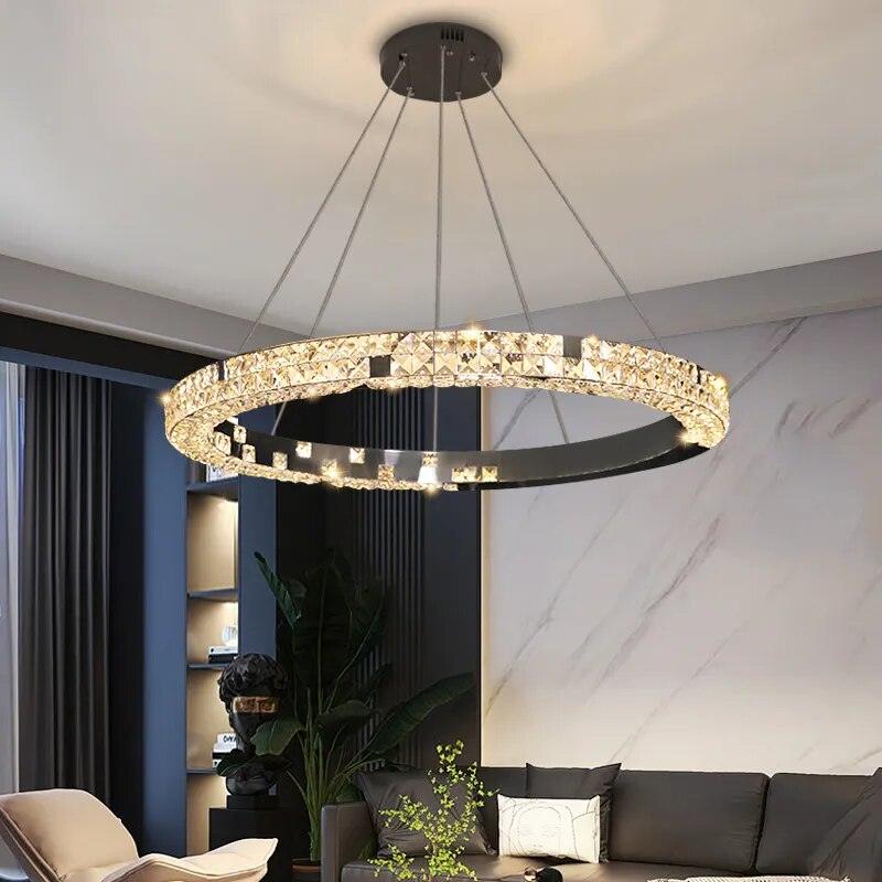 AZER - Round Black Luxury Crystal Chandelier - Creating Coziness