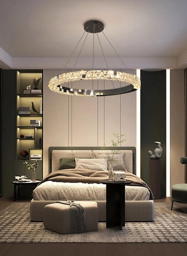 AZER - Round Black Luxury Crystal Chandelier - Creating Coziness