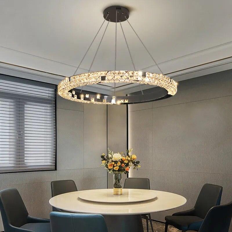 AZER - Round Black Luxury Crystal Chandelier - Creating Coziness