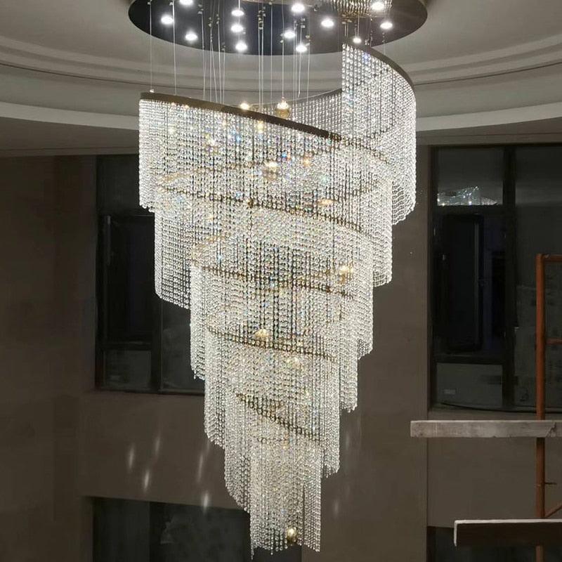 Creative Crystal Staircase Chandelier Spiral Design - Creating Coziness