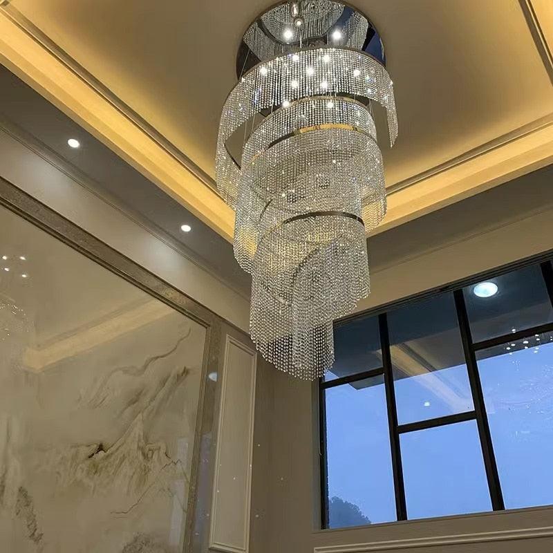 Creative Crystal Staircase Chandelier Spiral Design - Creating Coziness