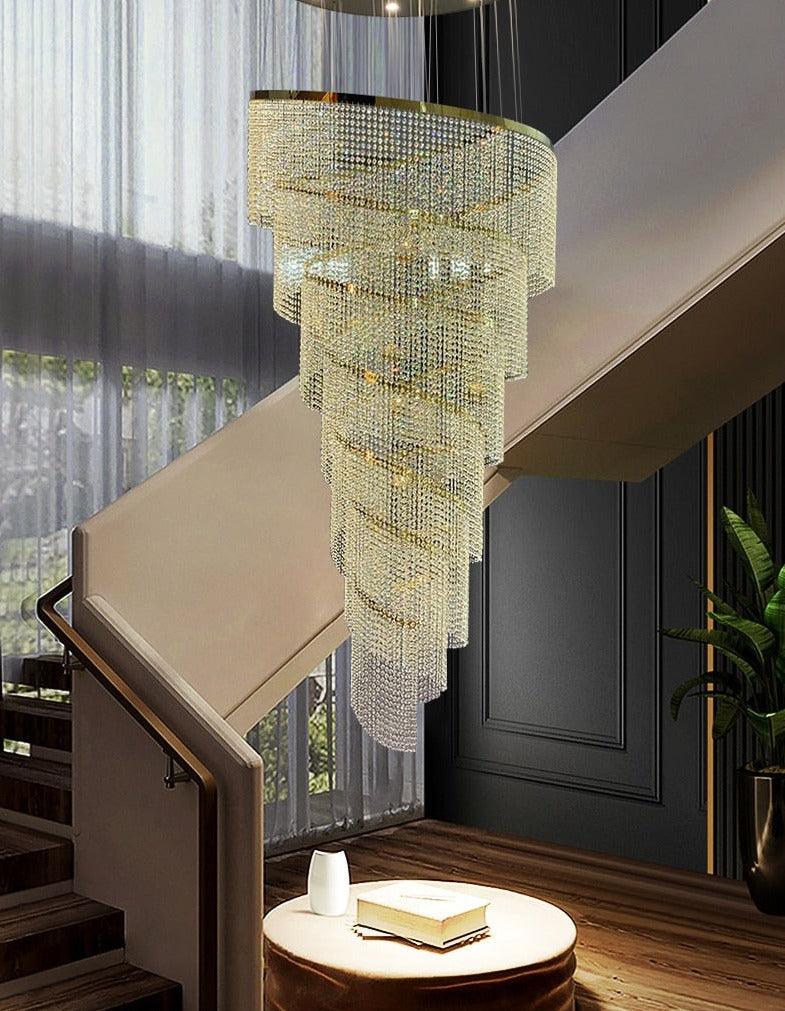 Creative Crystal Staircase Chandelier Spiral Design - Creating Coziness