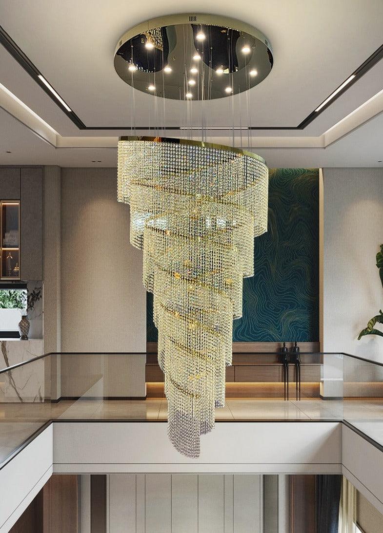 Creative Crystal Staircase Chandelier Spiral Design - Creating Coziness