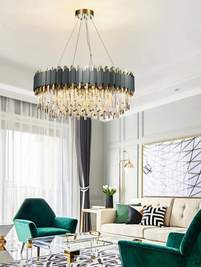 Creative Led Drum Gold/Black Crystal Hanging Lighting For Living Room, Dining Room - Creating Coziness