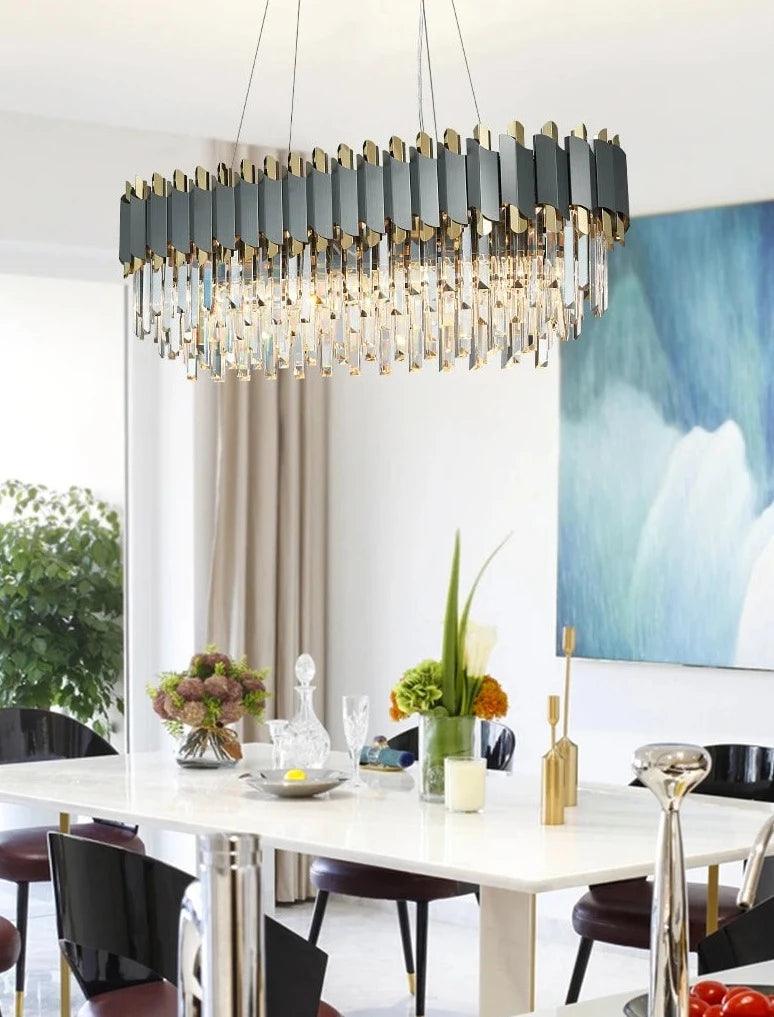 Creative Led Drum Gold/Black Crystal Hanging Lighting For Living Room, Dining Room - Creating Coziness