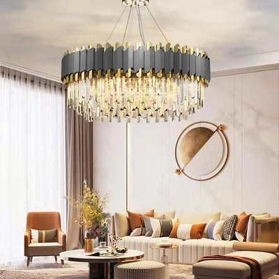 Creative Led Drum Gold/Black Crystal Hanging Lighting For Living Room, Dining Room - Creating Coziness