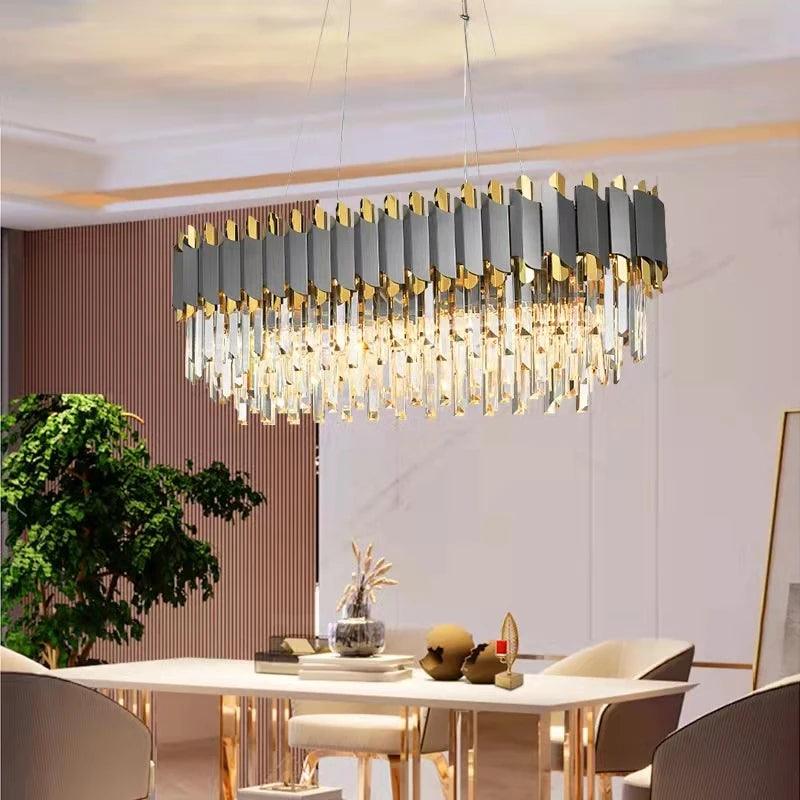Creative Led Drum Gold/Black Crystal Hanging Lighting For Living Room, Dining Room - Creating Coziness