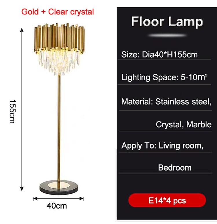 Crystal Floor Lamp Gold Black Chrome - Creating Coziness