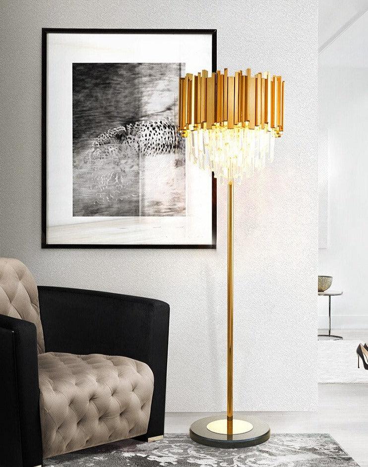 Crystal Floor Lamp Gold Black Chrome - Creating Coziness