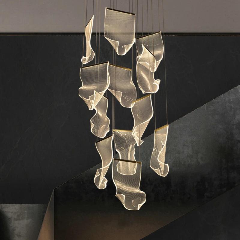 Flying Napkin Chandelier staircase design pendant lamp - Creating Coziness