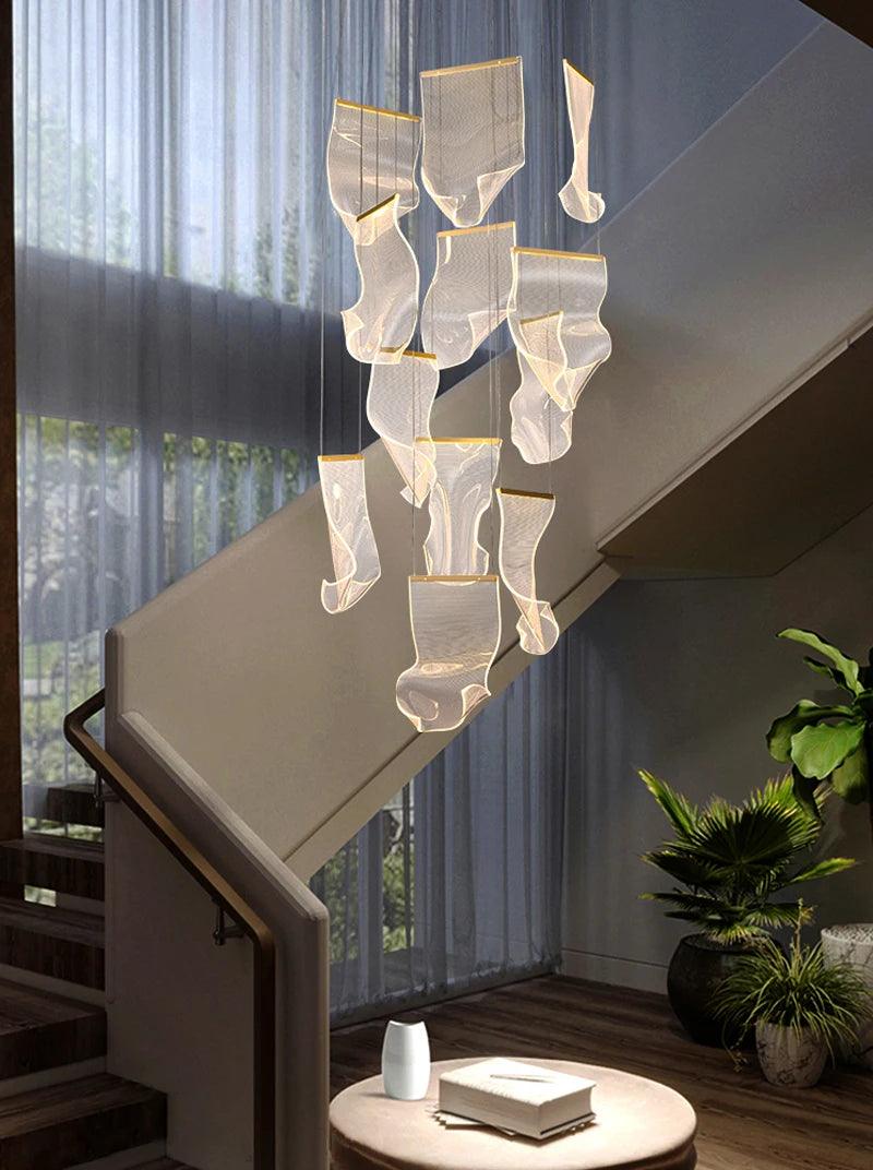 Flying Napkin Chandelier staircase design pendant lamp - Creating Coziness