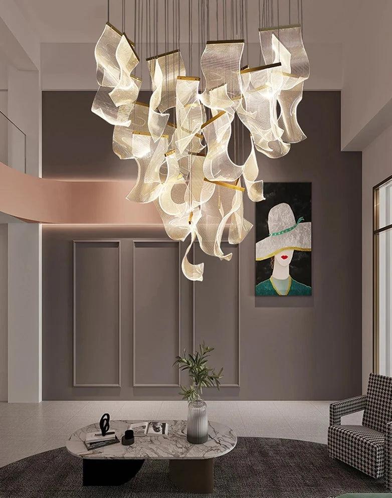 Flying Napkin Chandelier staircase design pendant lamp - Creating Coziness