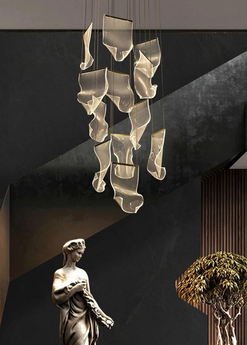 Flying Napkin Chandelier staircase design pendant lamp - Creating Coziness