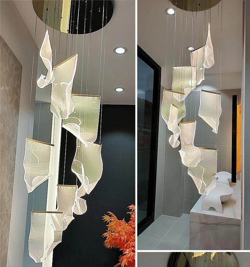 Flying Napkin Chandelier staircase design pendant lamp - Creating Coziness