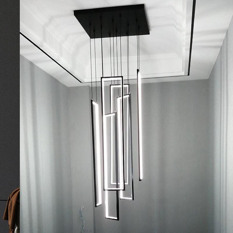 Frame Aluminum LED Chandelier for Staircase - Creating Coziness