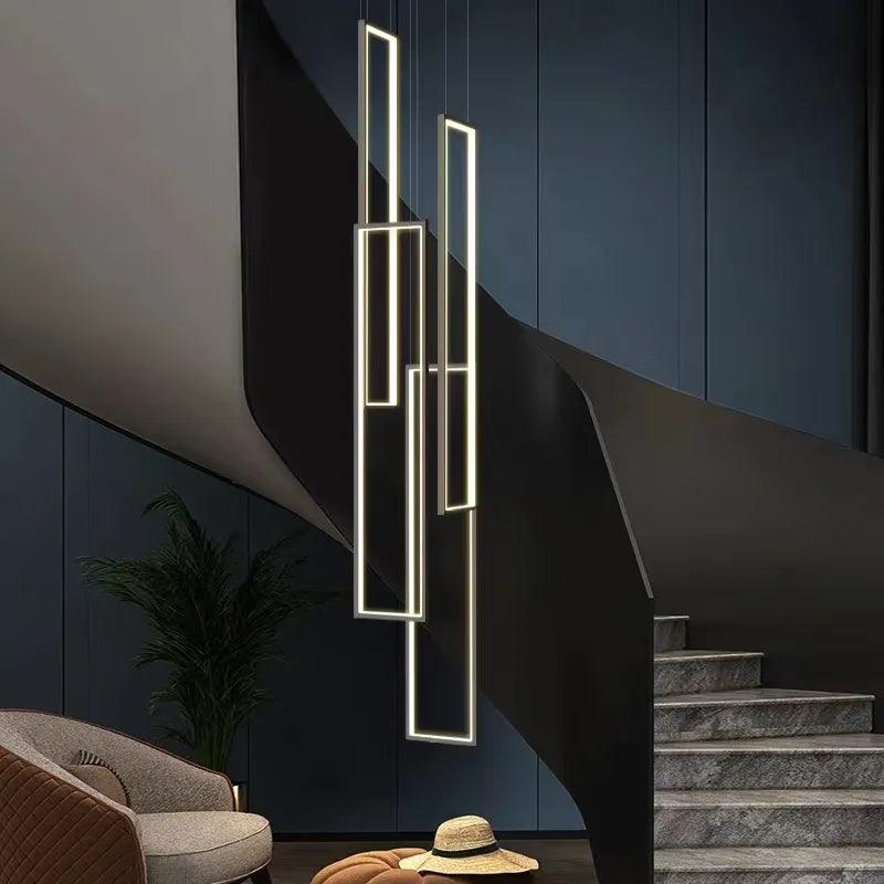 Frame Aluminum LED Chandelier for Staircase - Creating Coziness