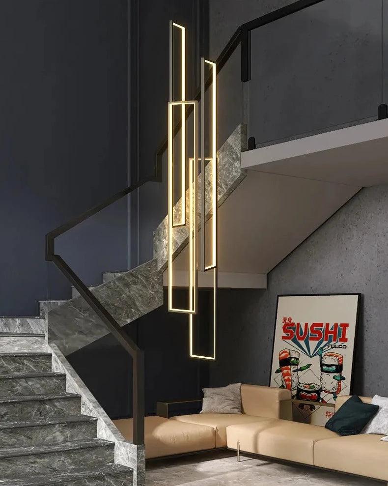 Frame Aluminum LED Chandelier for Staircase - Creating Coziness