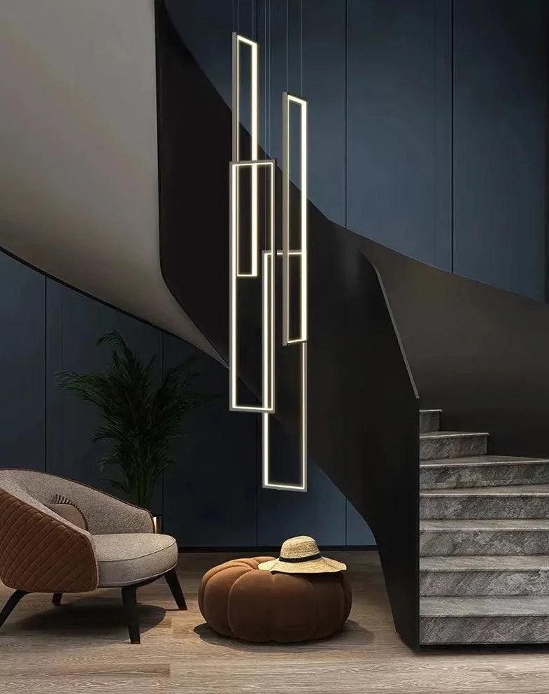 Frame Aluminum LED Chandelier for Staircase - Creating Coziness