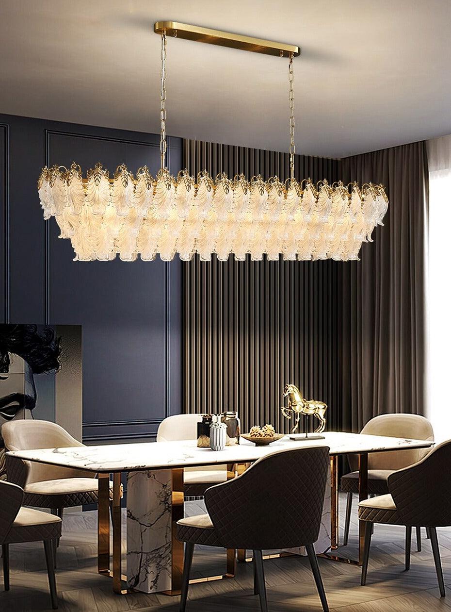 Gold Rectangle Led Glass Chandelier - Creating Coziness