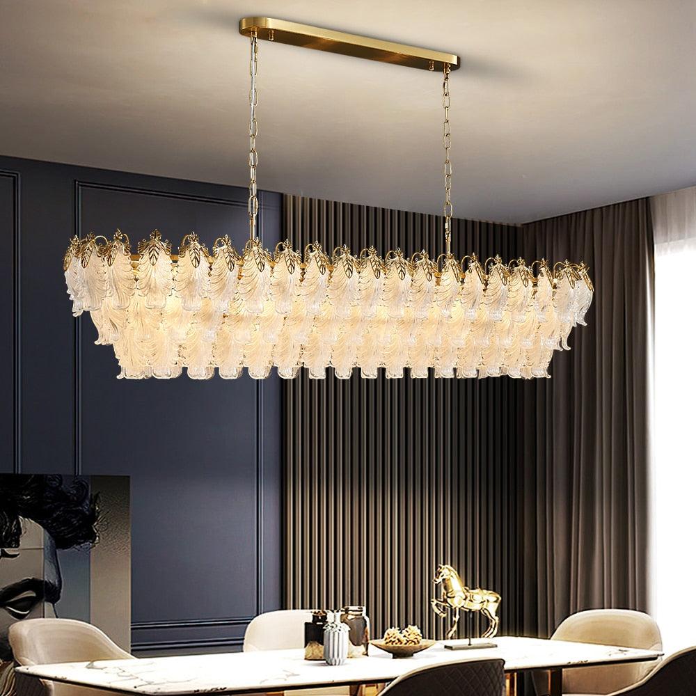 Gold Rectangle Led Glass Chandelier - Creating Coziness