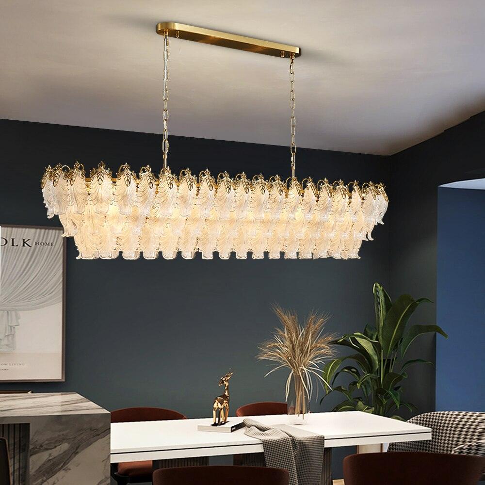 Gold Rectangle Led Glass Chandelier - Creating Coziness