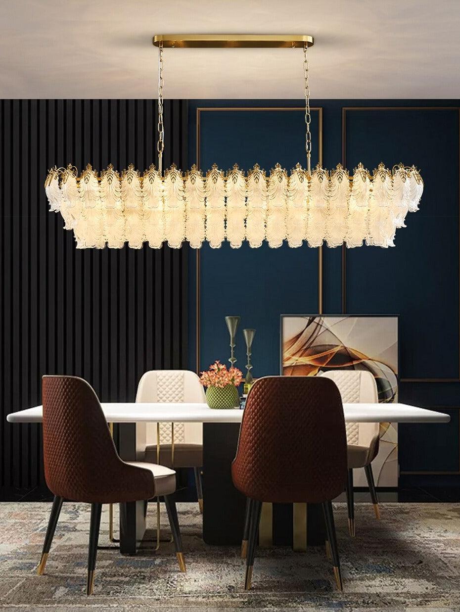 Gold Rectangle Led Glass Chandelier - Creating Coziness