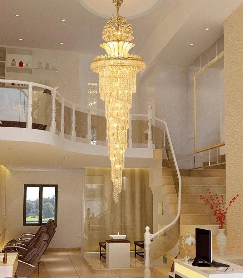 Havia Large Gold Imperial Crystal Staircase Chandelier - Creating Coziness