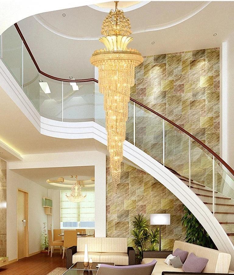 Havia Large Gold Imperial Crystal Staircase Chandelier - Creating Coziness