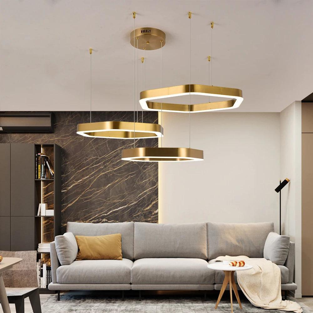 Hexagonal Gold Chandelier - Creating Coziness