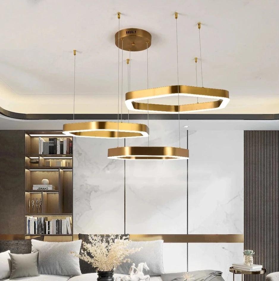 Hexagonal Gold Chandelier - Creating Coziness