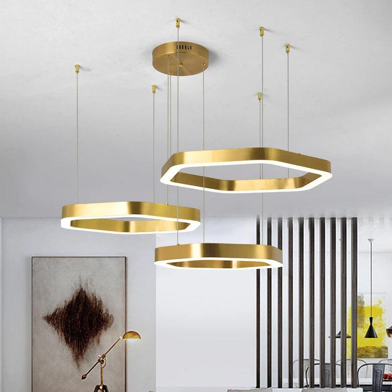 Hexagonal Gold Chandelier - Creating Coziness