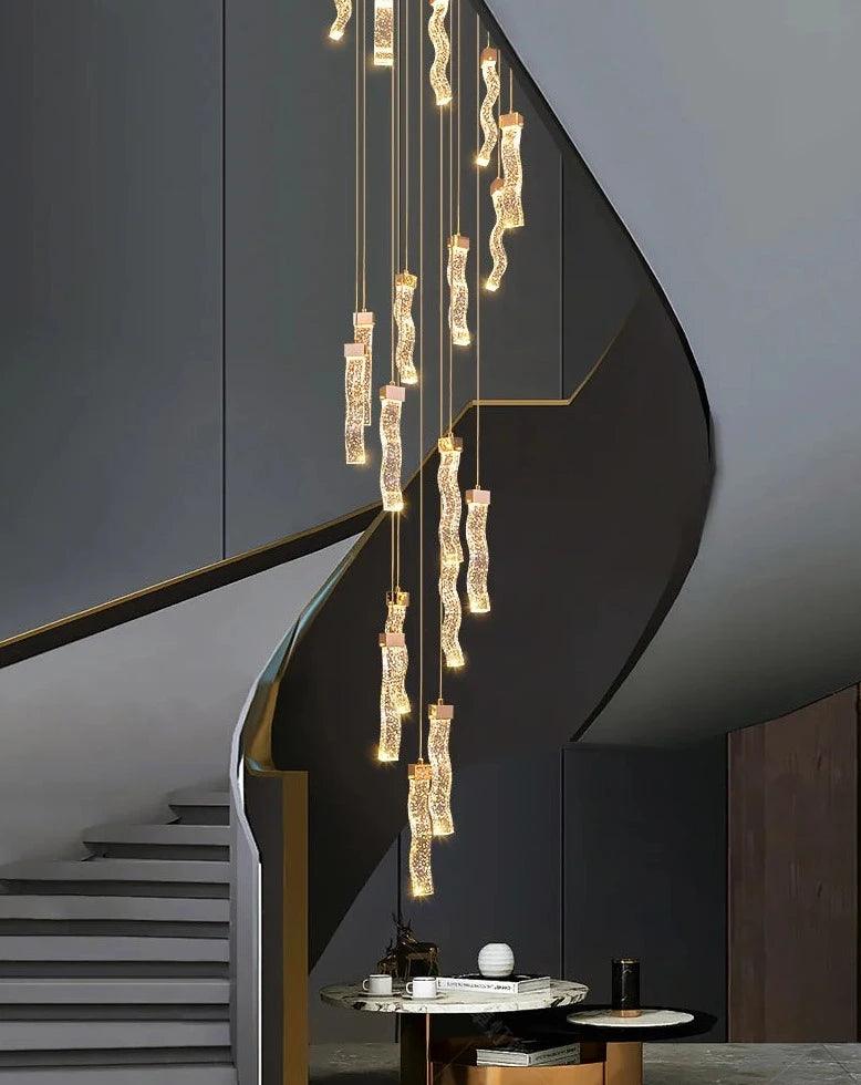 Hot Wave Crystal Staircase Chandelier Creative Design - Creating Coziness