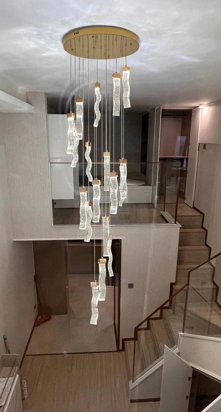 Hot Wave Crystal Staircase Chandelier Creative Design - Creating Coziness