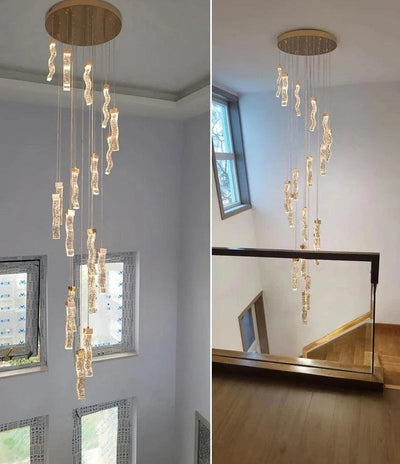 Hot Wave Crystal Staircase Chandelier Creative Design - Creating Coziness