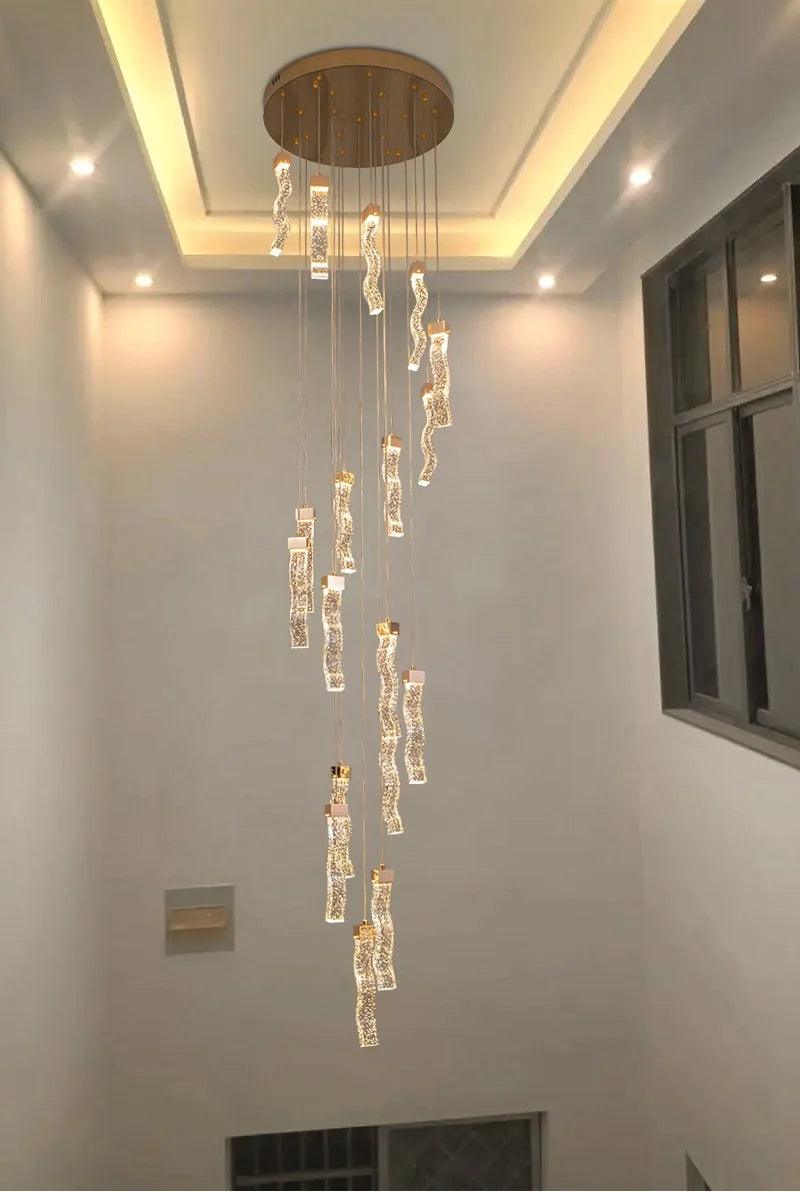 Hot Wave Crystal Staircase Chandelier Creative Design - Creating Coziness