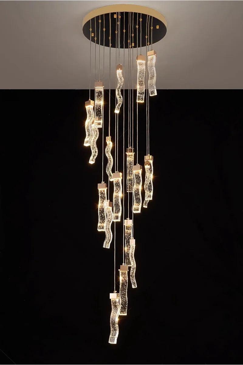 Hot Wave Crystal Staircase Chandelier Creative Design - Creating Coziness