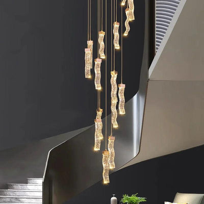 Hot Wave Crystal Staircase Chandelier Creative Design - Creating Coziness